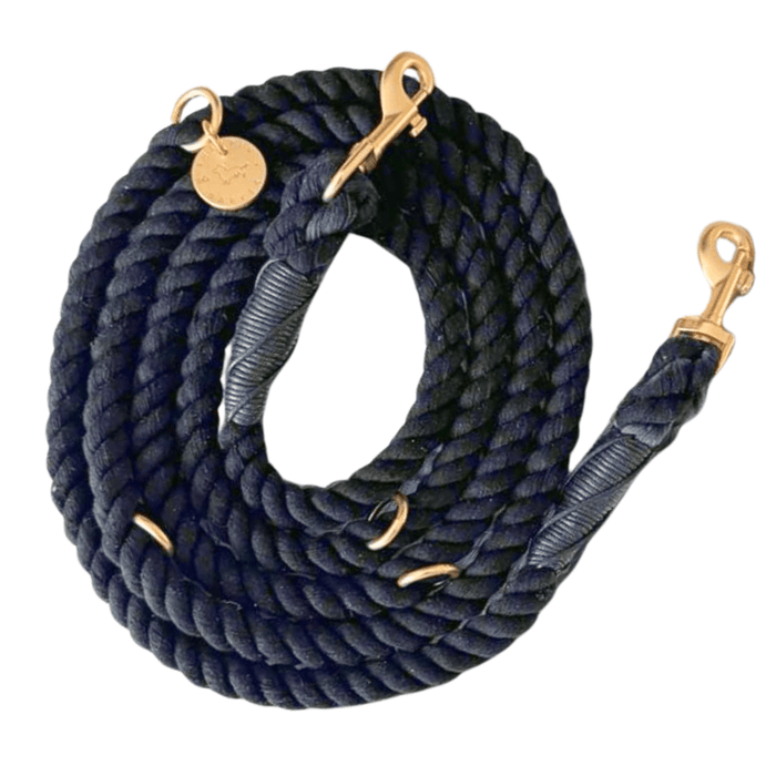 Hands Free Cotton Rope Leash - Black - Sharper Barker