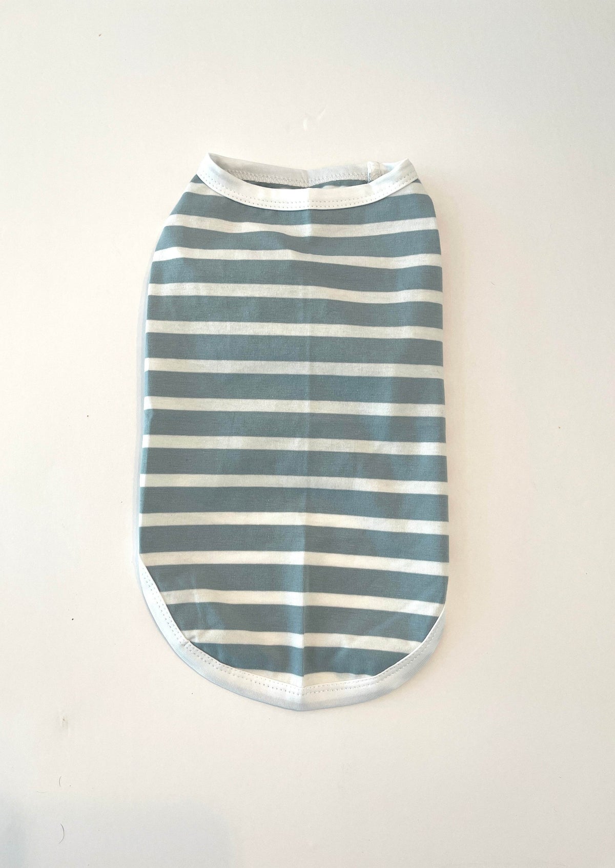 Seaside Stripes Sage Blue & White Striped Dog Shirt – Lightweight Summer Dog Tee for Small to Large Breeds - Sharper Barker