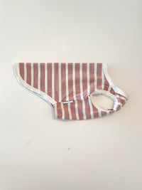 Sunset Stripes Pink & White Striped Dog Shirt – Lightweight & Breathable Dog Tee for Stylish Pups - Sharper Barker