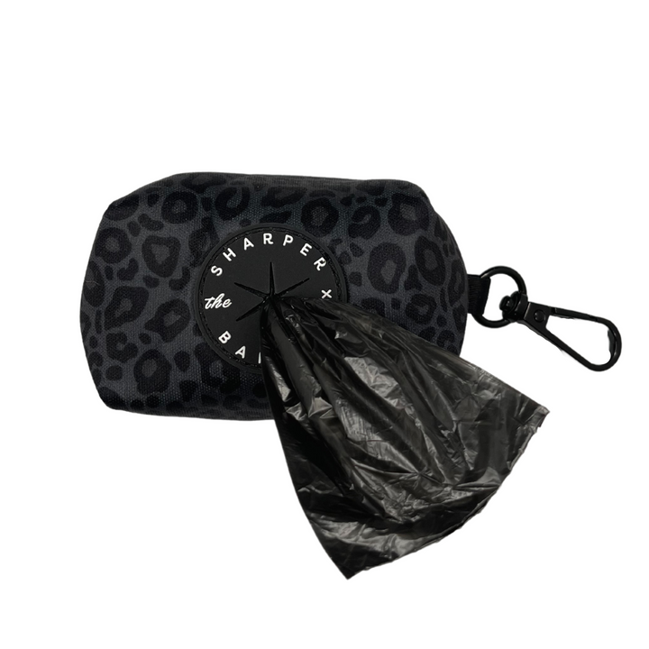 Dog Waste Bag Holder - Black Leopard