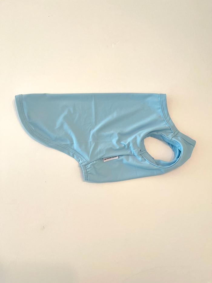 Blue sunblock shirt for dogs – lightweight rashie for UV safety