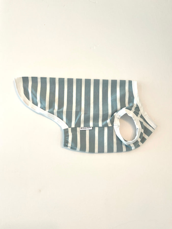 Blue striped dog shirt – lightweight summer dog clothing