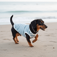 Seaside Stripes Sage Blue & White Striped Dog Shirt – Lightweight Summer Dog Tee for Small to Large Breeds - Sharper Barker