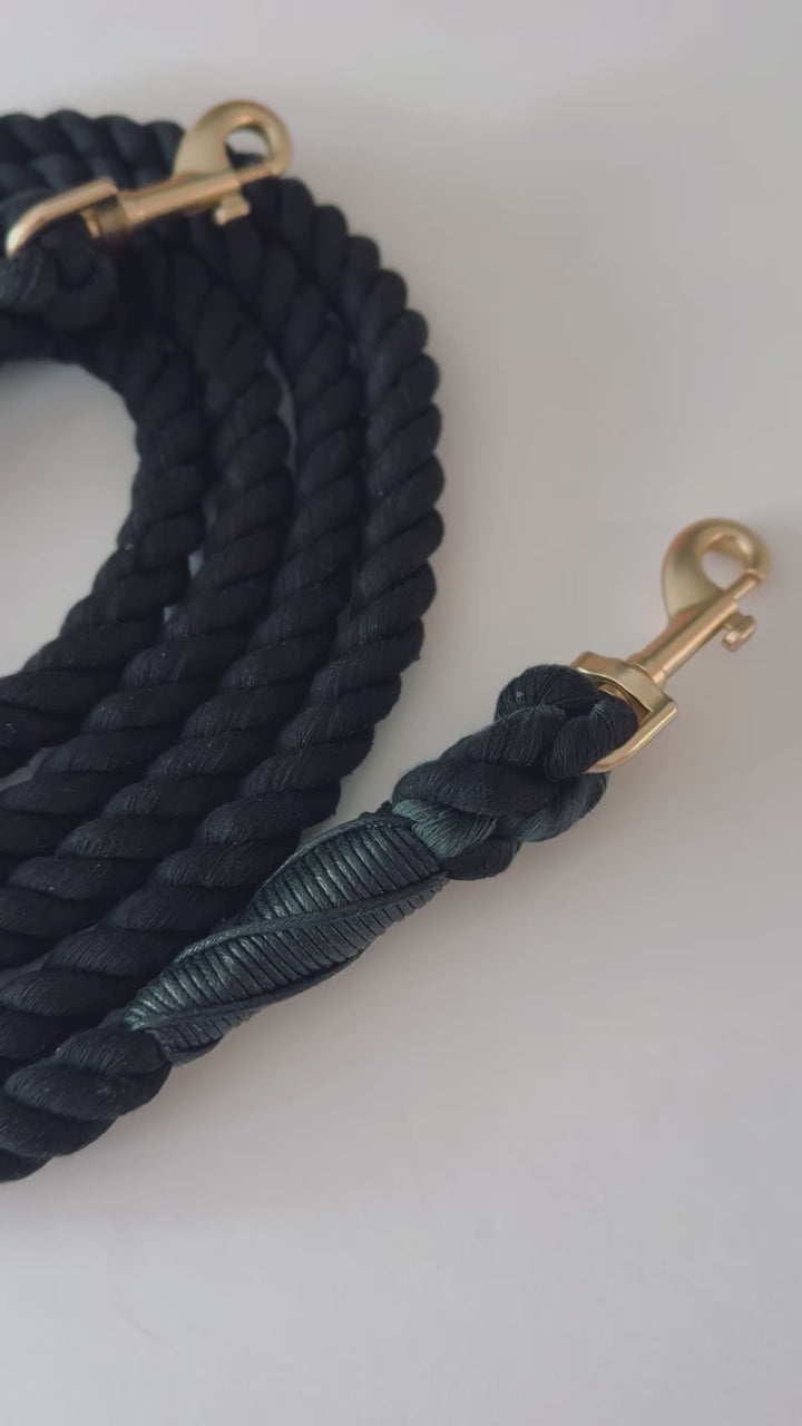 Hands Free Cotton Rope Leash - Black